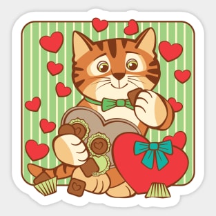 Valentine Cat Heart Chocolate Sticker